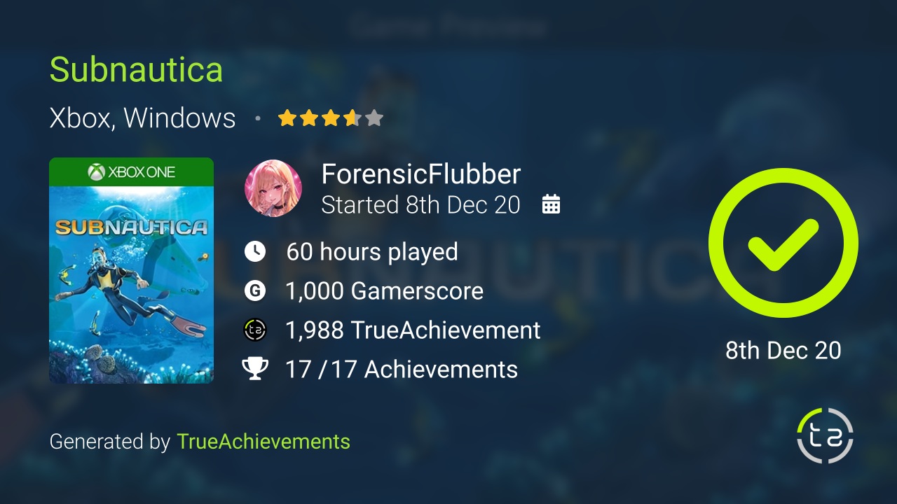 Subnautica achievement summary