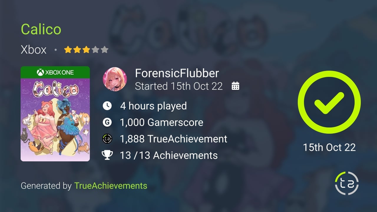 Calico achievement summary