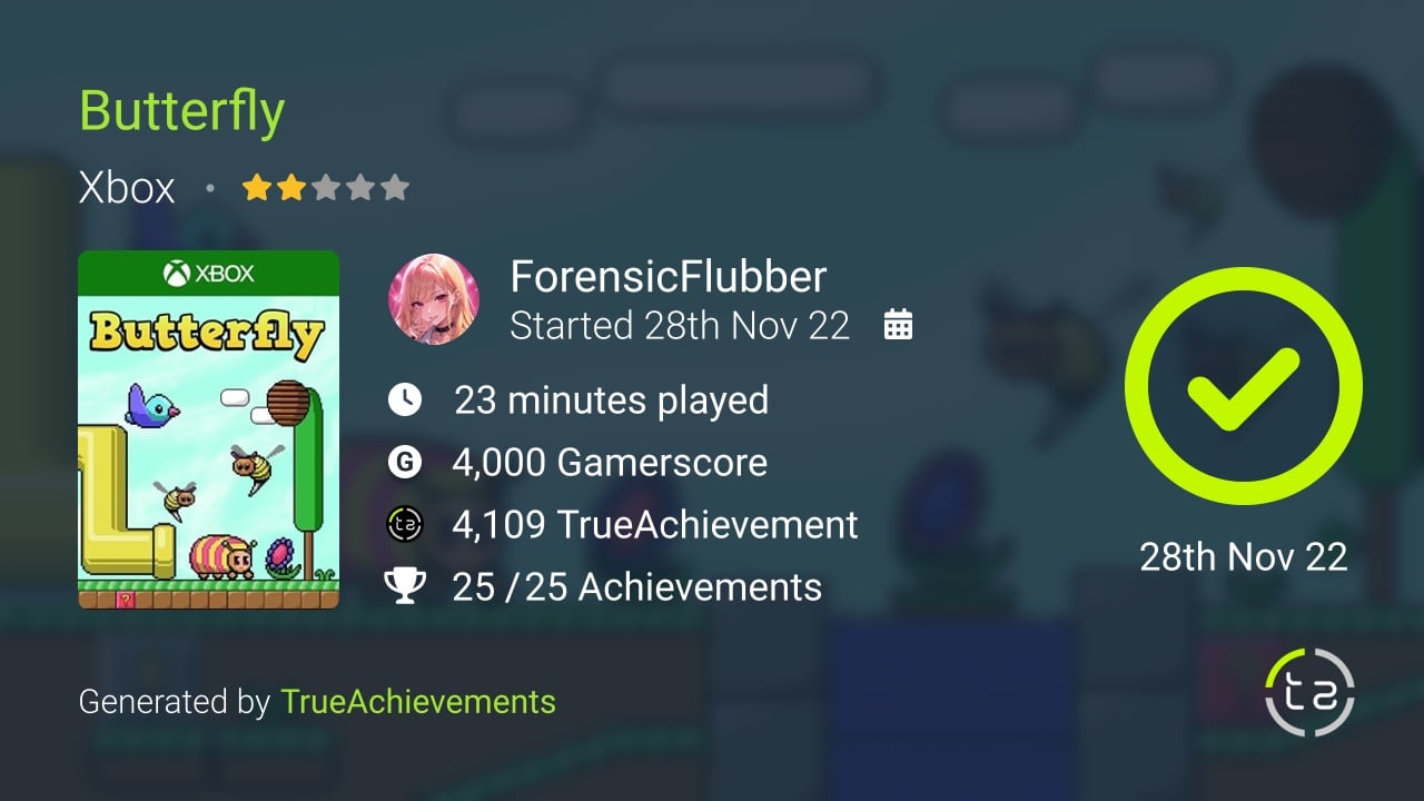 Butterfly achievement summary