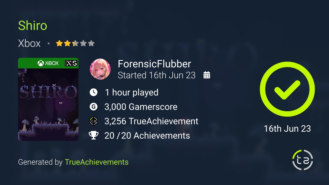 Shiro achievement summary