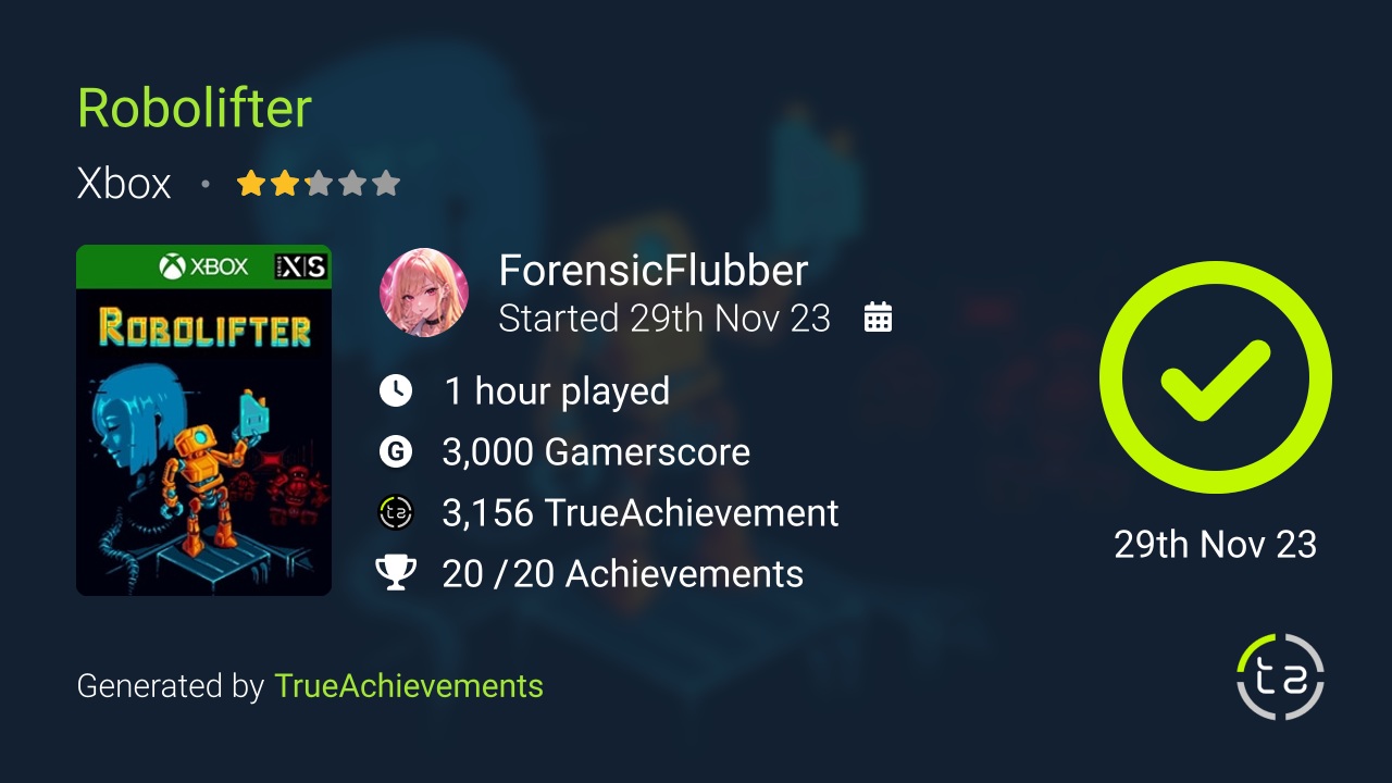 Robolifter achievement summary