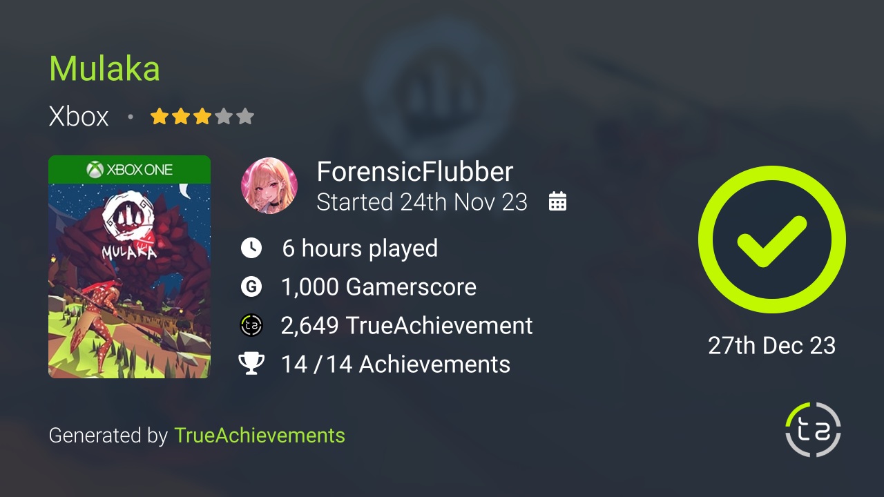 Mulaka achievement summary