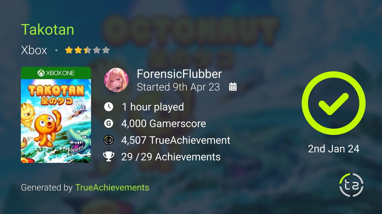 Takotan achievement summary