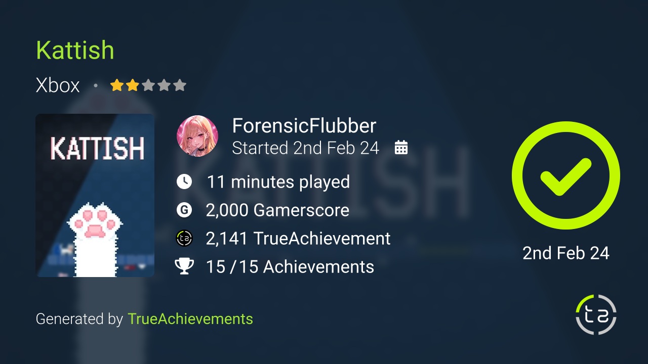 Kattish achievement summary