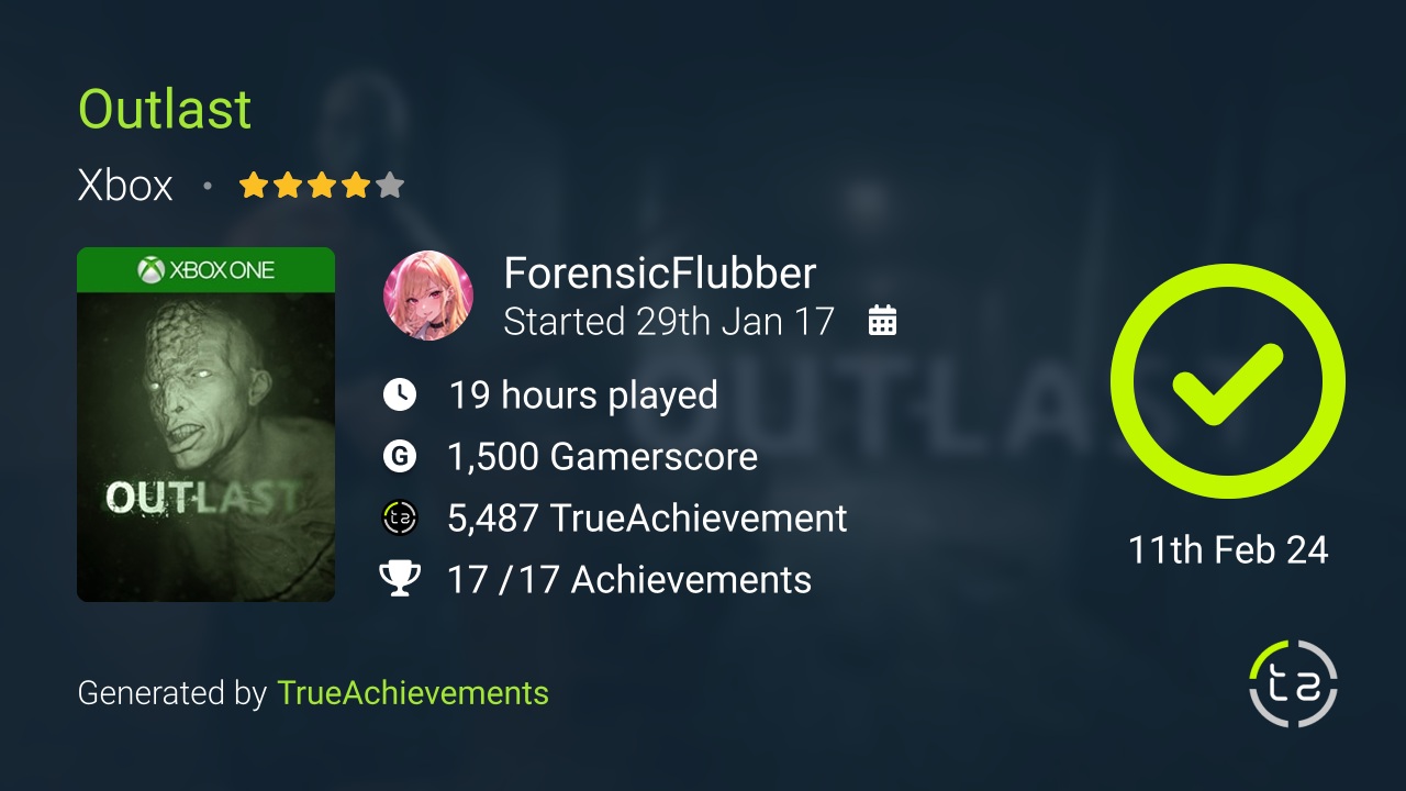 Outlast achievement summary