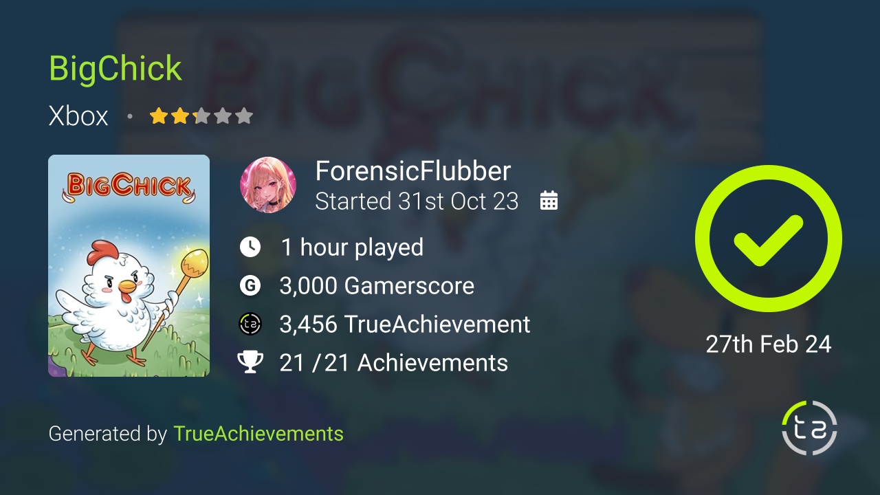 BigChick achievement summary
