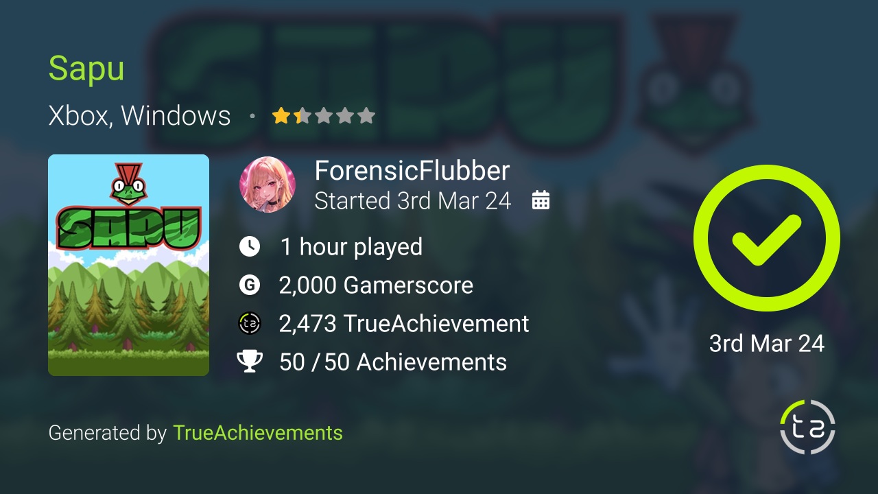 Sapu achievement summary