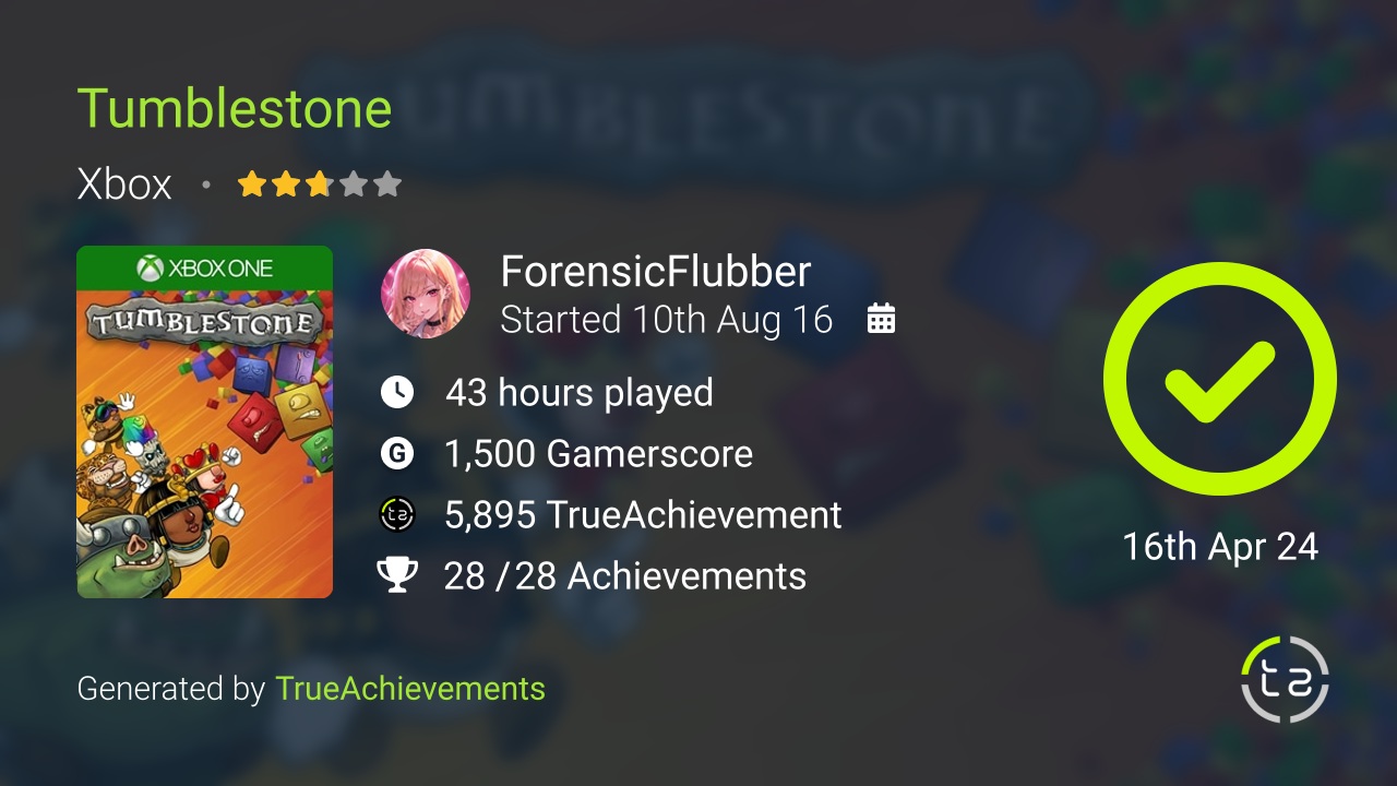 Tumblestone achievement summary