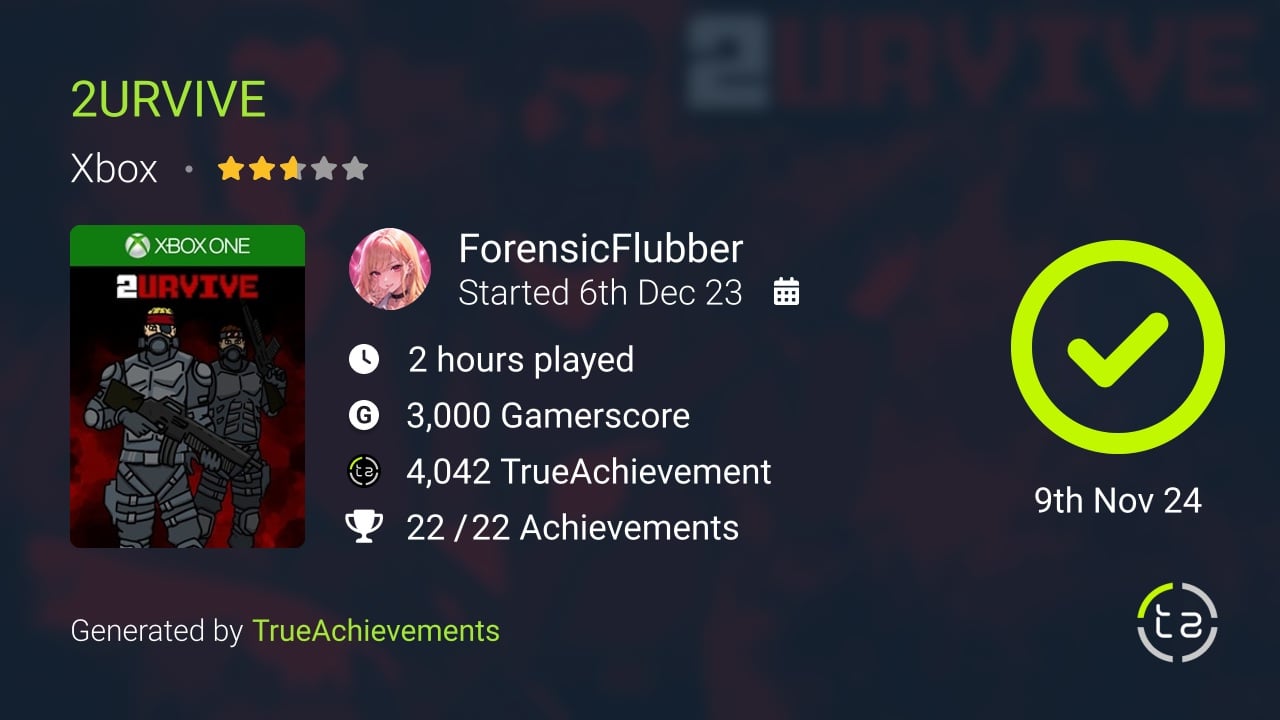 2URVIVE achievement summary