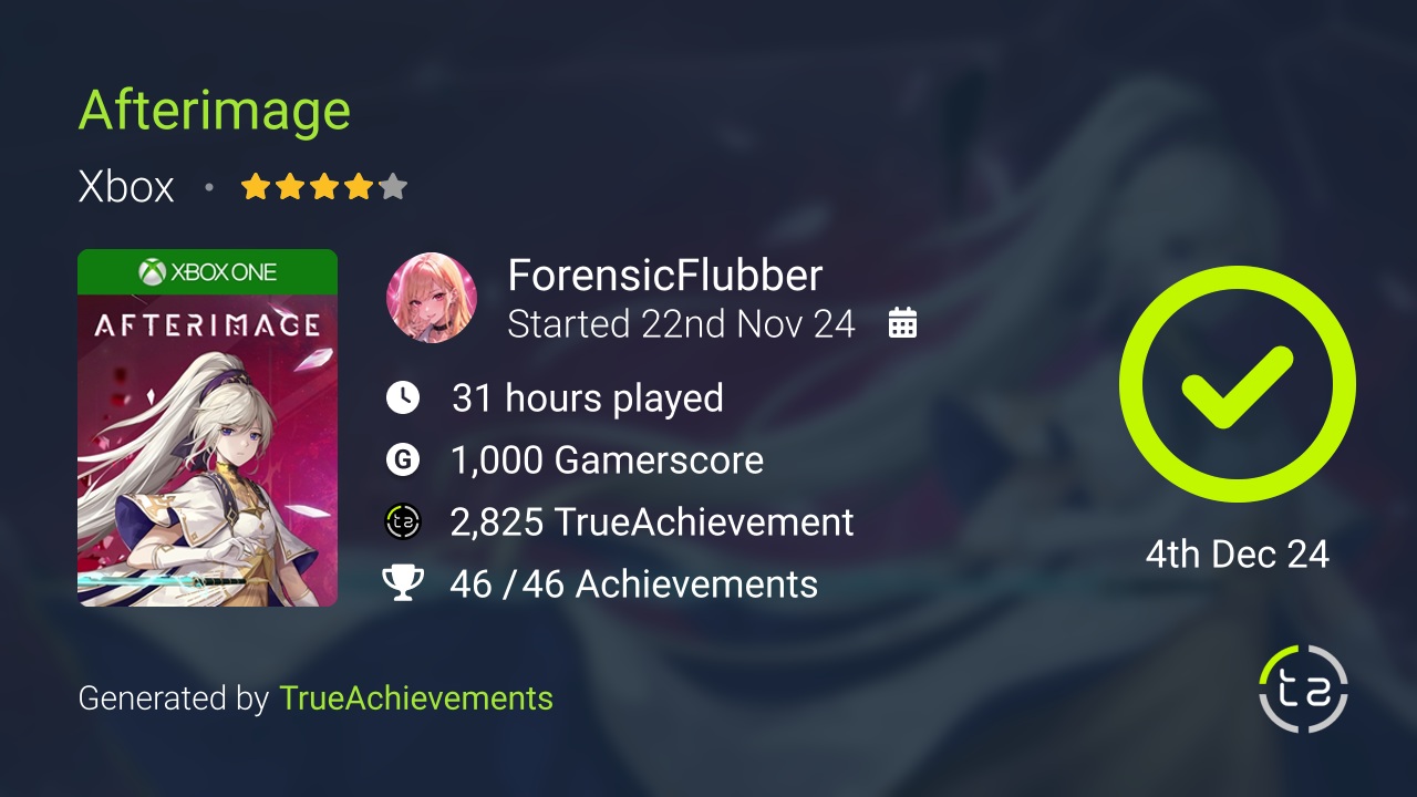 Afterimage achievement summary