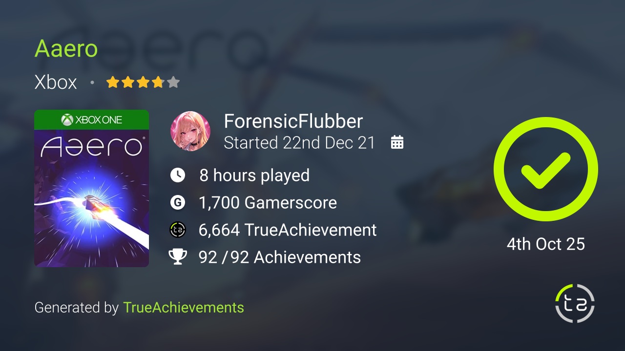 Aaero achievement summary