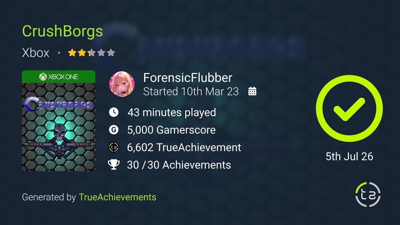 CrushBorgs achievement summary