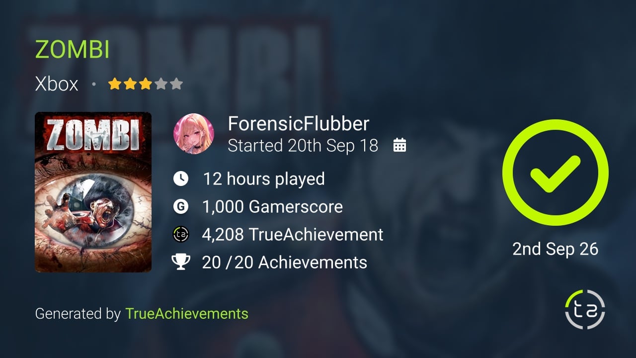 ZOMBI achievement summary