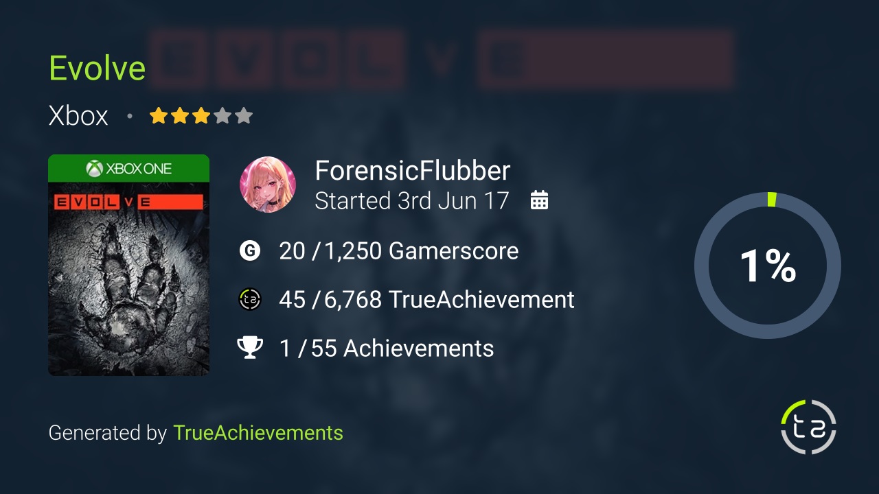Evolve achievement summary